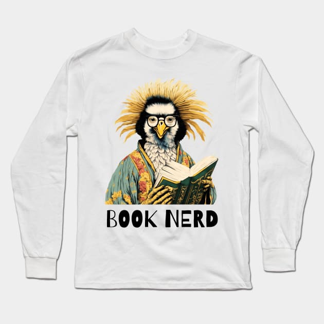 Book nerd pelican bird Long Sleeve T-Shirt by Fun Planet